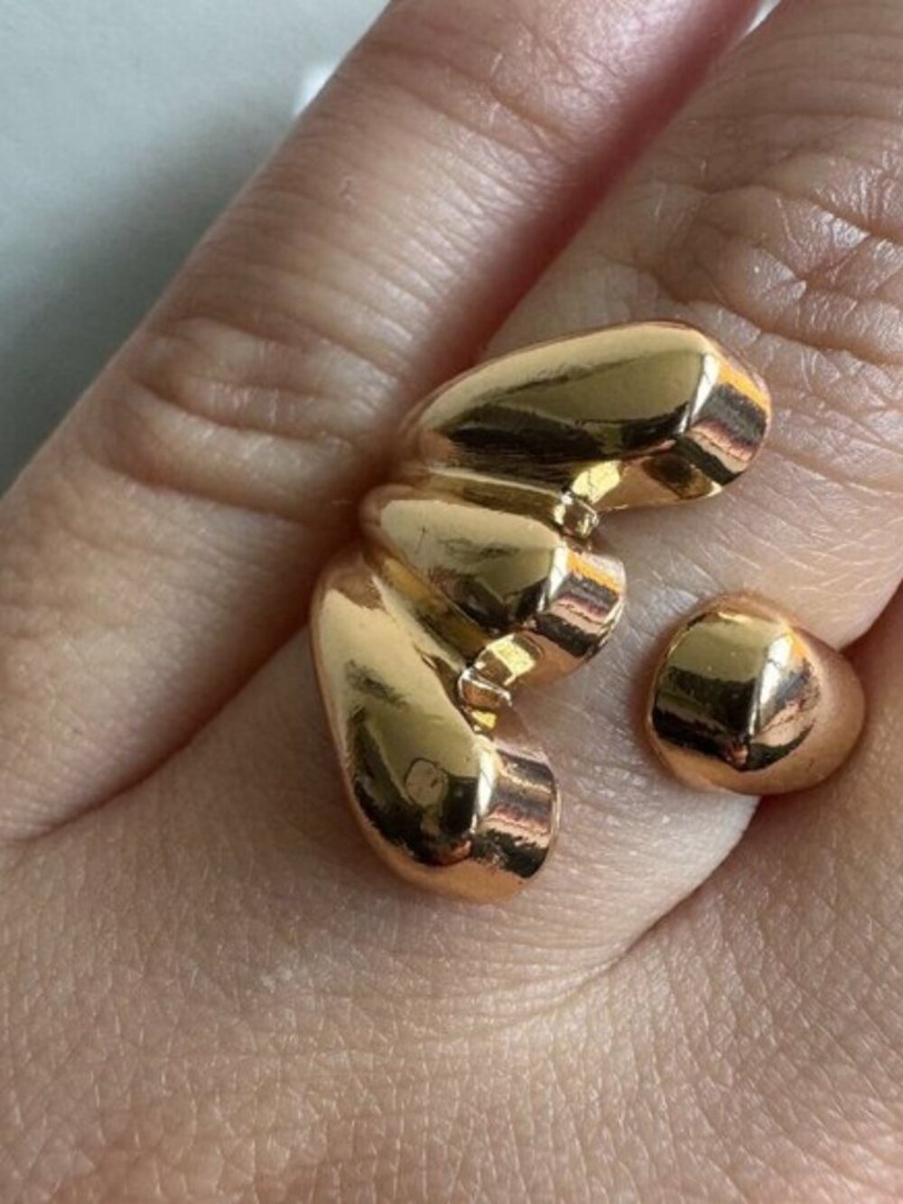 NEW Gold Tone Chunky Open Ring | Adjustable | Modern Statement